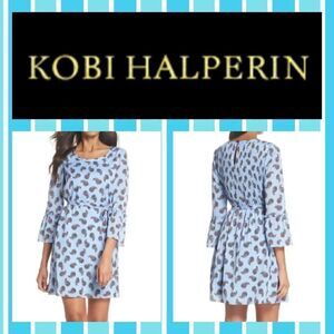 NWT MSRP $178 KOBI HALPERIN Orli Paisley Bell Sleeve Dress Women's Size Large